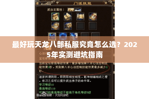 最好玩天龙八部私服究竟怎么选？2025年实测避坑指南