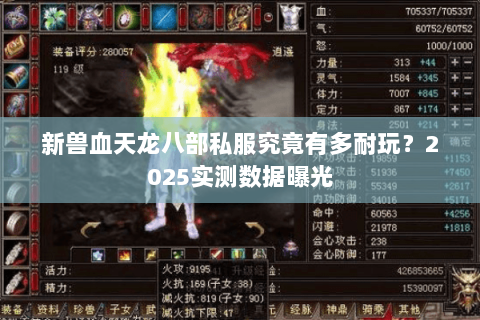 新兽血天龙八部私服究竟有多耐玩？2025实测数据曝光