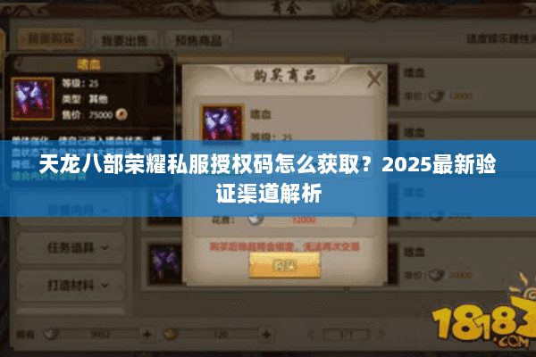 天龙八部荣耀私服授权码怎么获取？2025最新验证渠道解析