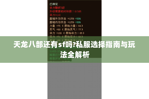 天龙八部还有sf吗?私服选择指南与玩法全解析 天龙八部还有sf吗?私服选择指南与玩法全解析