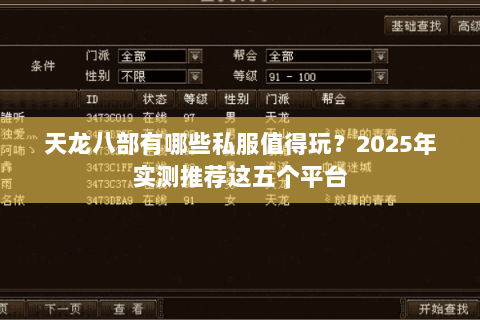 天龙八部有哪些私服值得玩?2025年实测推荐这五个平台 天龙八部有哪些私服值得玩?2025年实测推荐这五个平台