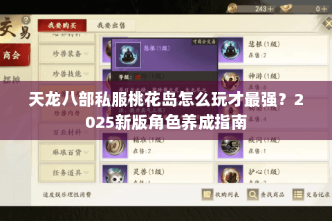 天龙八部私服桃花岛怎么玩才最强?2025新版角色养成指南 天龙八部私服桃花岛怎么玩才最强?2025新版角色养成指南