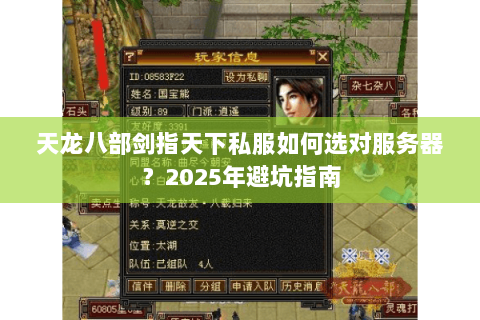 天龙八部剑指天下私服如何选对服务器？2025年避坑指南