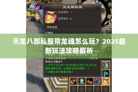 天龙八部私服带龙魂怎么玩?2025最新玩法攻略解析 天龙八部私服带龙魂怎么玩?2025最新玩法攻略解析