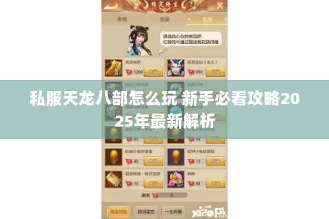 私服天龙八部怎么玩 新手必看攻略2025年最新解析 私服天龙八部怎么玩 新手必看攻略2025年最新解析
