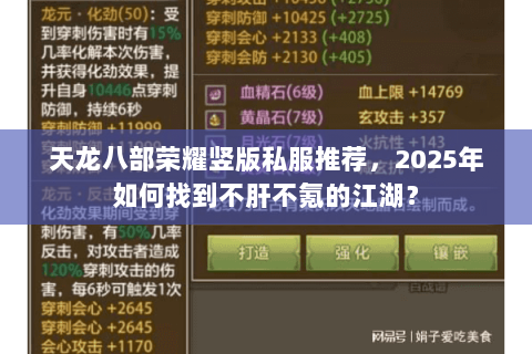 天龙八部荣耀竖版私服推荐,2025年如何找到不肝不氪的江湖? 天龙八部荣耀竖版私服推荐,2025年如何找到不肝不氪的江湖?