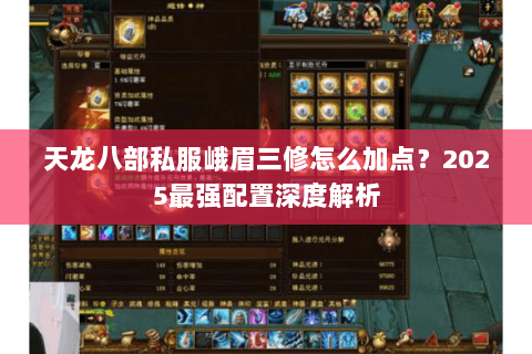 天龙八部私服峨眉三修怎么加点?2025最强配置深度解析 天龙八部私服峨眉三修怎么加点?2025最强配置深度解析
