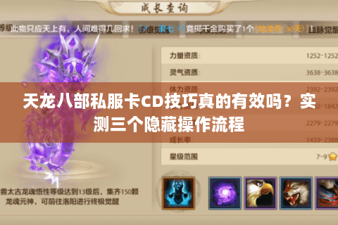 天龙八部私服卡CD技巧真的有效吗?实测三个隐藏操作流程 天龙八部私服卡CD技巧真的有效吗?实测三个隐藏操作流程