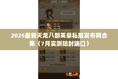 2025最新天龙八部英豪私服发布网合集(7月实测防封端口) 2025最新天龙八部英豪私服发布网合集(7月实测防封端口)