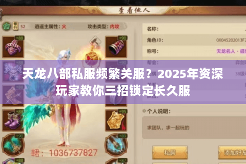 天龙八部私服频繁关服？2025年资深玩家教你三招锁定长久服