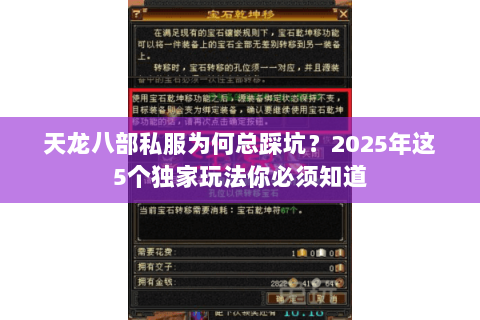 天龙八部私服为何总踩坑？2025年这5个独家玩法你必须知道