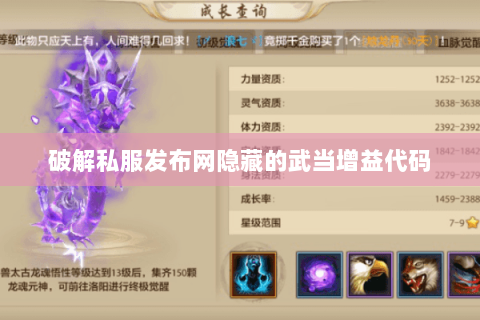 破解私服发布网隐藏的武当增益代码