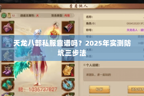 天龙八部私服靠谱吗?2025年实测防坑三步法 天龙八部私服靠谱吗?2025年实测防坑三步法