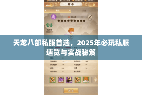 天龙八部私服首选,2025年必玩私服速览与实战秘笈 天龙八部私服首选,2025年必玩私服速览与实战秘笈