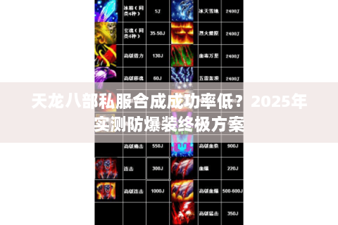 天龙八部私服合成成功率低?2025年实测防爆装终极方案 天龙八部私服合成成功率低?2025年实测防爆装终极方案