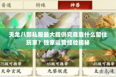 天龙八部私服最大提供究竟靠什么留住玩家?独家运营经验揭秘 天龙八部私服最大提供究竟靠什么留住玩家?独家运营经验揭秘