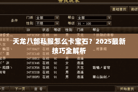 天龙八部私服怎么卡宝石?2025最新技巧全解析 天龙八部私服怎么卡宝石?2025最新技巧全解析