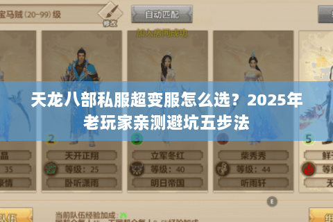 天龙八部私服超变服怎么选？2025年老玩家亲测避坑五步法