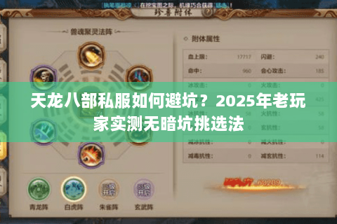 天龙八部私服如何避坑？2025年老玩家实测无暗坑挑选法