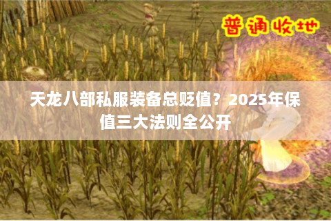 天龙八部私服装备总贬值？2025年保值三大法则全公开