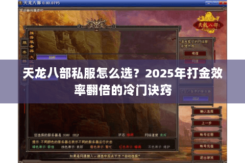 天龙八部私服怎么选？2025年打金效率翻倍的冷门诀窍