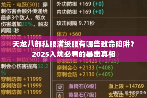 天龙八部私服满级服有哪些致命陷阱?2025入坑必看的暴击真相 天龙八部私服满级服有哪些致命陷阱?2025入坑必看的暴击真相