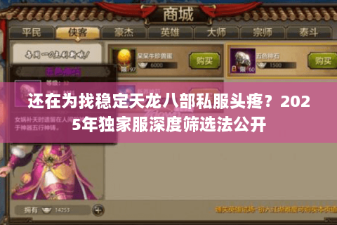 还在为找稳定天龙八部私服头疼?2025年独家服深度筛选法公开 还在为找稳定天龙八部私服头疼?2025年独家服深度筛选法公开