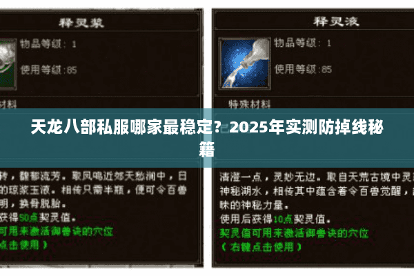 天龙八部私服哪家最稳定?2025年实测防掉线秘籍 天龙八部私服哪家最稳定?2025年实测防掉线秘籍