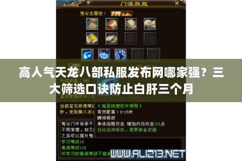 高人气天龙八部私服发布网哪家强？三大筛选口诀防止白肝三个月