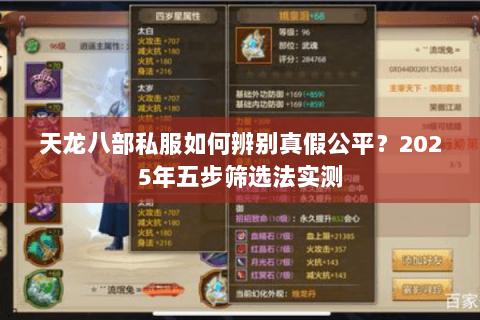 天龙八部私服如何辨别真假公平？2025年五步筛选法实测