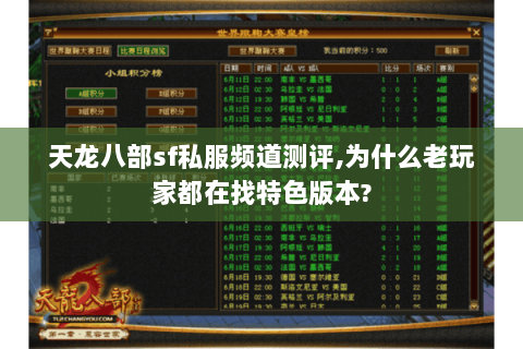 天龙八部sf私服频道测评,为什么老玩家都在找特色版本?
