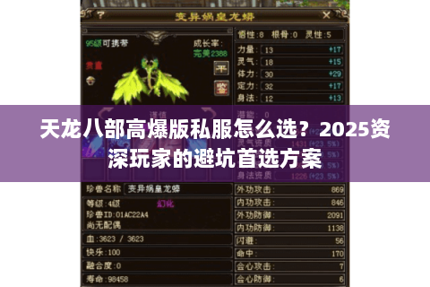 天龙八部高爆版私服怎么选?2025资深玩家的避坑首选方案 天龙八部高爆版私服怎么选?2025资深玩家的避坑首选方案