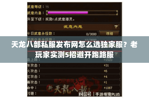 天龙八部私服发布网怎么选独家服?老玩家实测5招避开跑路服 天龙八部私服发布网怎么选独家服?老玩家实测5招避开跑路服