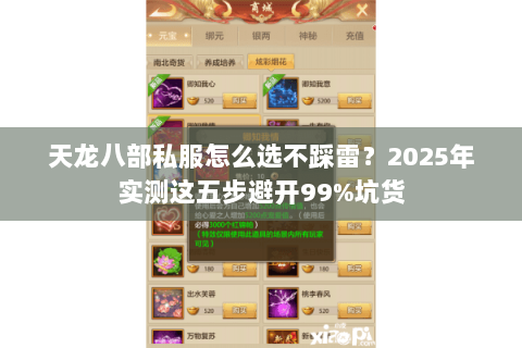 天龙八部私服怎么选不踩雷？2025年实测这五步避开99%坑货