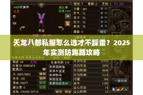 天龙八部私服怎么选才不踩雷?2025年实测防跑路攻略 天龙八部私服怎么选才不踩雷?2025年实测防跑路攻略