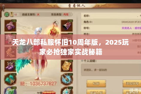 天龙八部私服怀旧10周年版,2025玩家必抢独家实战秘籍 天龙八部私服怀旧10周年版,2025玩家必抢独家实战秘籍