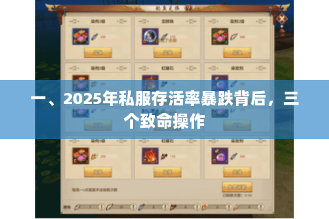 一、2025年私服存活率暴跌背后,三个致命操作 一、2025年私服存活率暴跌背后,三个致命操作