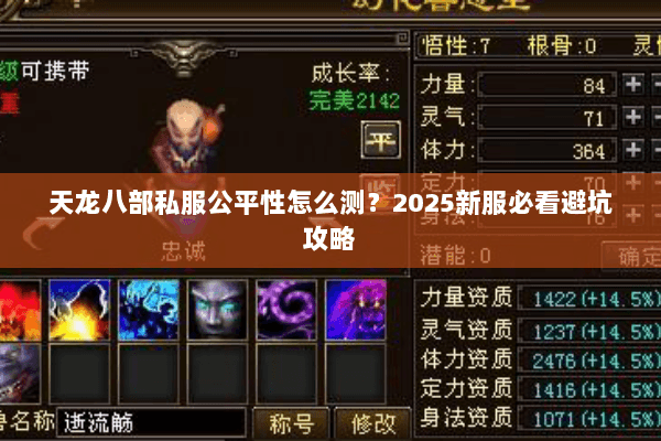 天龙八部私服公平性怎么测?2025新服必看避坑攻略 天龙八部私服公平性怎么测?2025新服必看避坑攻略