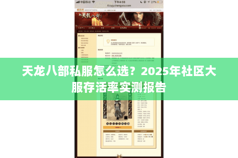 天龙八部私服怎么选？2025年社区大服存活率实测报告