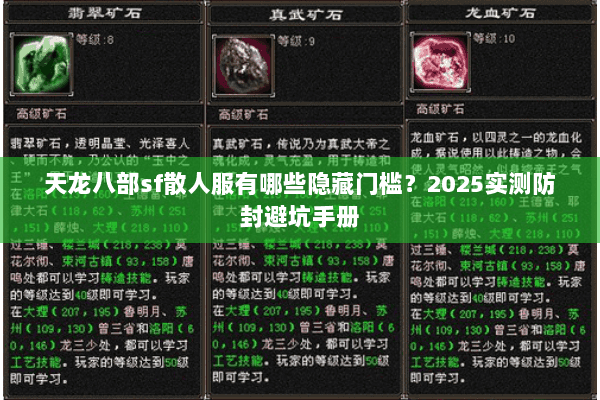 天龙八部sf散人服有哪些隐藏门槛?2025实测防封避坑手册 天龙八部sf散人服有哪些隐藏门槛?2025实测防封避坑手册