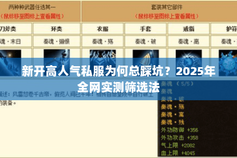 新开高人气私服为何总踩坑?2025年全网实测筛选法 新开高人气私服为何总踩坑?2025年全网实测筛选法