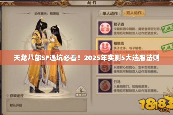天龙八部SF遇坑必看！2025年实测5大选服法则
