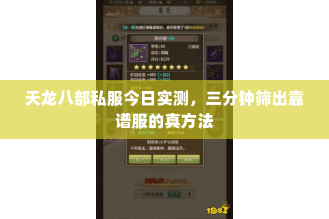 天龙八部私服今日实测，三分钟筛出靠谱服的真方法