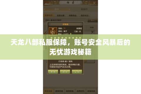 天龙八部私服保障，账号安全风暴后的无忧游戏秘籍