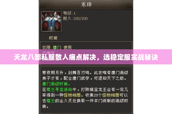 天龙八部私服散人痛点解决,选稳定服实战秘诀 天龙八部私服散人痛点解决,选稳定服实战秘诀