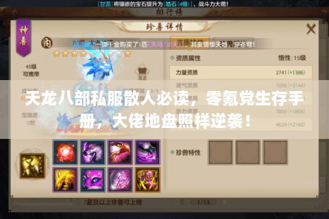 天龙八部私服散人必读，零氪党生存手册，大佬地盘照样逆袭！