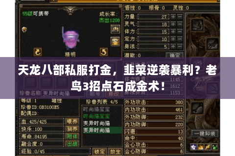天龙八部私服打金，韭菜逆袭暴利？老鸟3招点石成金术！