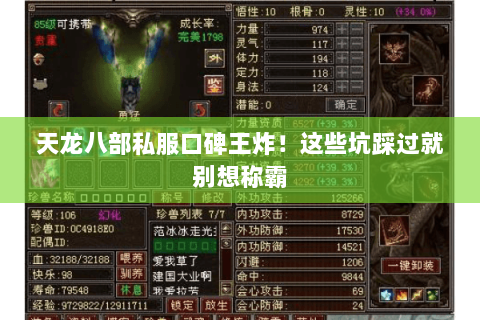 天龙八部私服口碑王炸!这些坑踩过就别想称霸 天龙八部私服口碑王炸!这些坑踩过就别想称霸