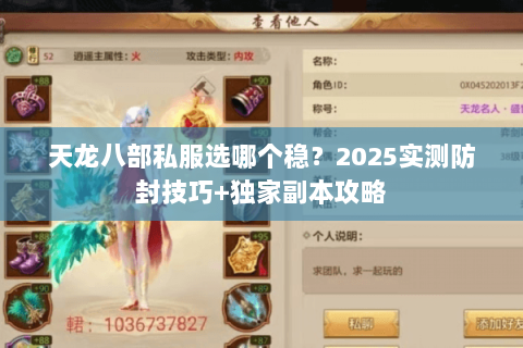 天龙八部私服选哪个稳?2025实测防封技巧+独家副本攻略 天龙八部私服选哪个稳?2025实测防封技巧+独家副本攻略