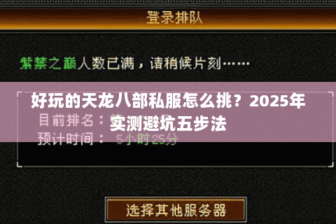 好玩的天龙八部私服怎么挑？2025年实测避坑五步法